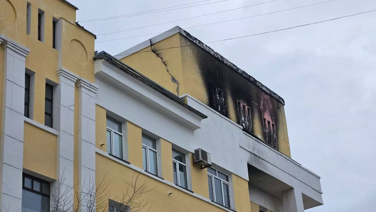 Сгоревший ОКН на улице Советской 